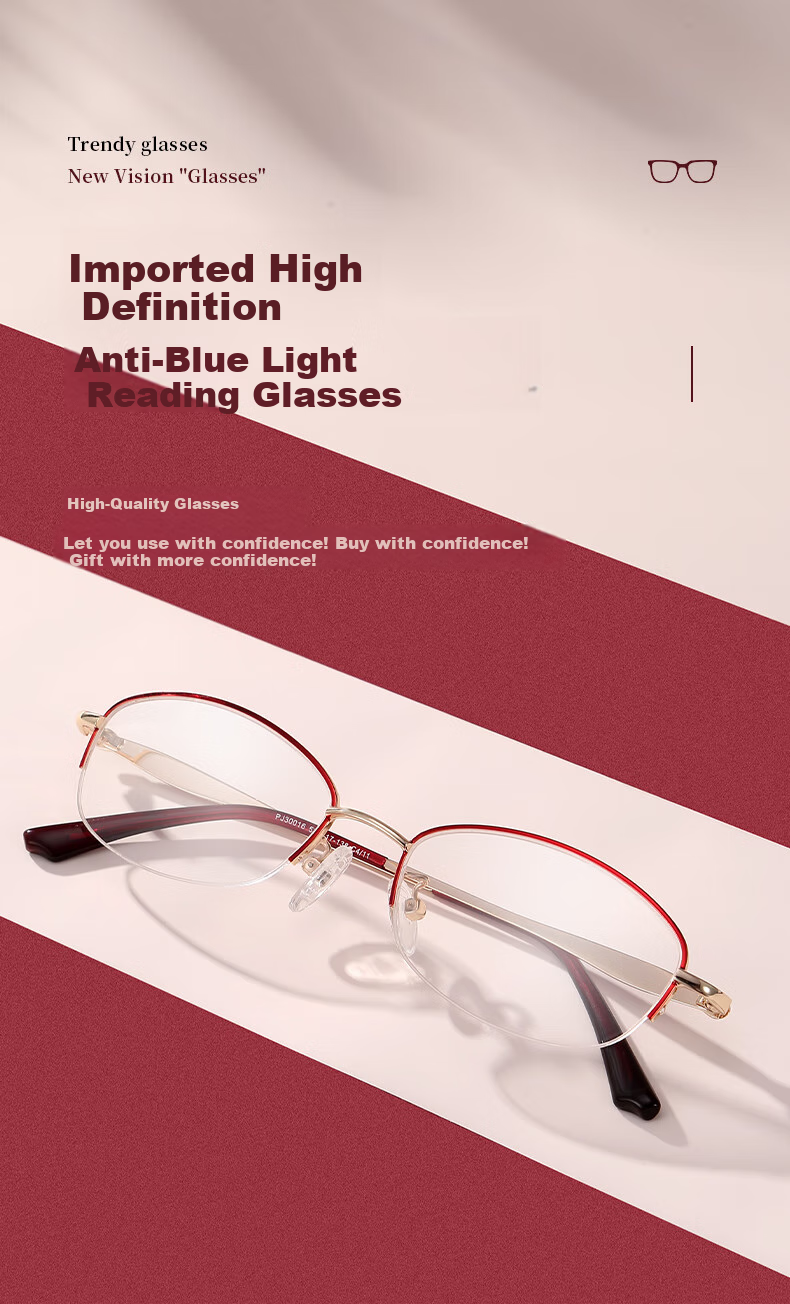 Pulais Reading Glasses for Women, Imported High-Definition Anti-Blue Light Presbyopic Glasses for Elderly, Model 30016, -1.00 Diopter 4