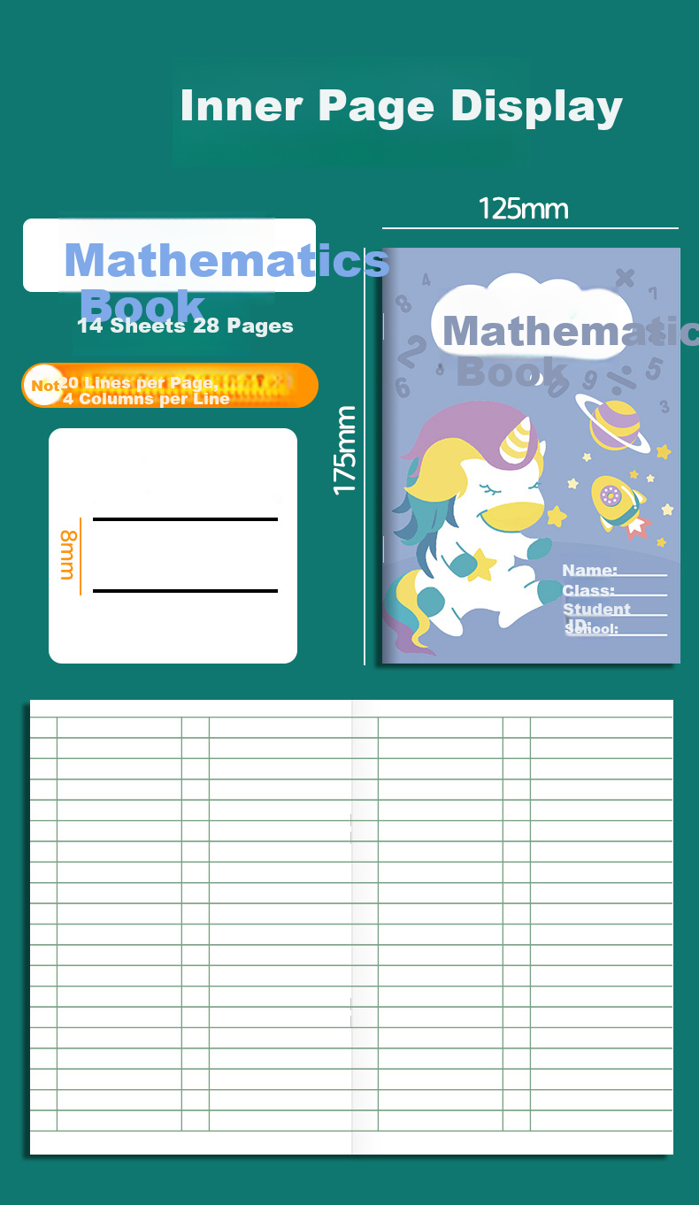 DiLe Elementary School Student Grid Notebook with Character Writing Practice Sheets for First And Second Grade, Chinese Language Practice, Handwriting Practice, English Course Notebook, 14 Sheets/Book (20 Books + 5 Pencils), 7050 English Notebook 11