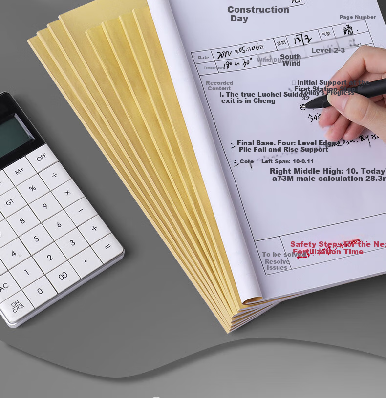 DiLe Premium Series 16K Construction Log Customized Unit Project Diary, Supervision Safety Construction Record Book, Single Volume with 38 Pages, 4342 Construction Log 2