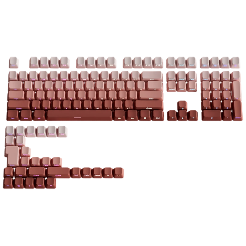 AKNK Cross Axis Side-Engraved Front-Engraved Translucent Mechanical Keyboard Keycaps Custom Gradient Color Keycaps Compatible with 75/87/96/104/108-Keyboards OEM Profile Side-Engraved - Blush