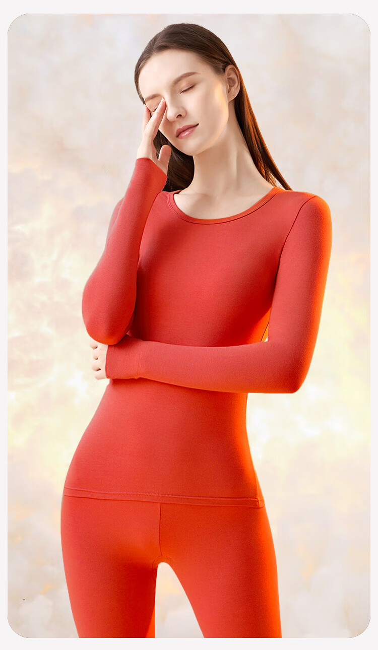 Urban Beauty [100% Cotton] Women's Thermal Underwear Pure Cotton Autumn Top and Bottom Antibacterial Crew Neck Lightweight Base Layer Set 11
