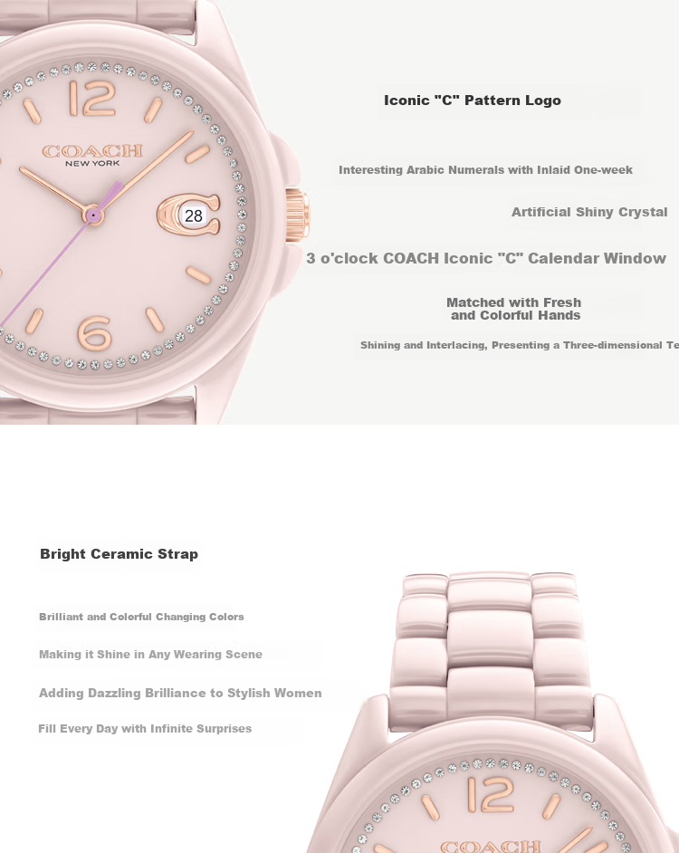 COACH GREYSON Series Ceramic Quartz Women's Watch 14503926, Gift/for Gifting 4