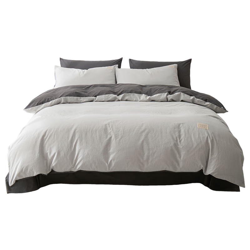 HLA A-Class Pure Cotton Bedding Set, 100% Xinjiang Cotton, Four-Piece Set Including Bed Sheet, Duvet Cover, And Three Additional Pieces, Bedding for 0.9m/1.2m Bed, Dark Gray