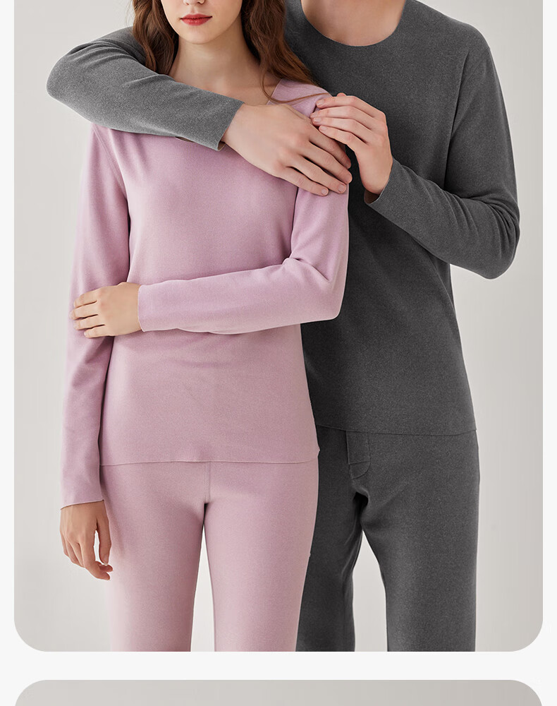 Fenteng Couples Thermal Underwear Set Wool Silk Cotton Base Layer Black Winter Autumn Long Johns for Men and Women 1