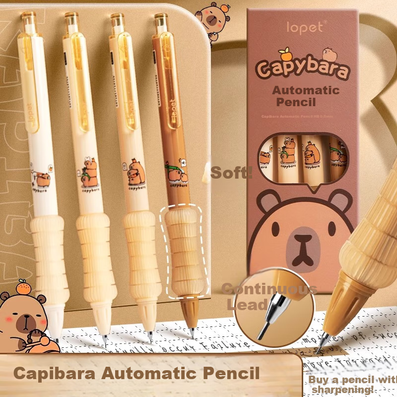 LOPET Capybara Automatic Pencil 0.5mm, Hand Guard Technology, Ultra-Soft Grip, Writing Comfortable, Buffer Anti-Breaking Lead, Drawing Pencil for Elementary Students, LT-7058