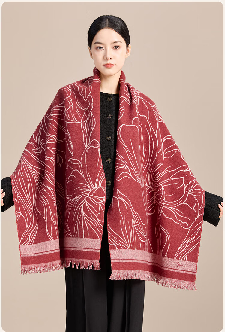 JIUMU Pure Wool Scarf for Women, Autumn And Winter Warm Shawl, Gift for Girls Or Mothers, Christmas Birthday Present, Gift Box Packaging 12
