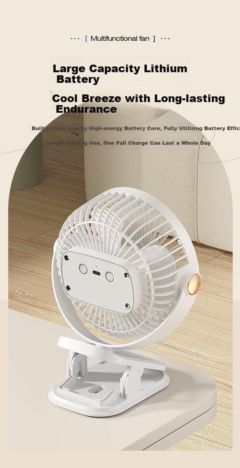 Jinlongxing [Turbo Wind Concentration] Handheld Mini Portable Fan, Long Battery Life, Quiet Operation, with Lanyard, Mini Desktop Fan - White 13