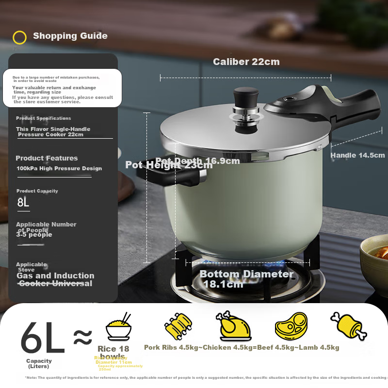 COOKER KING Pressure Cooker, 304 Stainless Steel Pressure Pot, Compatible with Gas And Induction Stoves, 22cm