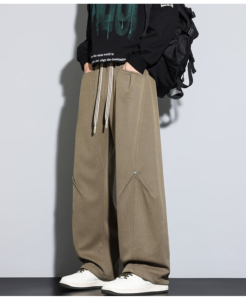 Top Youth Men's Casual Pants Autumn Winter Loose Knit Sweatpants Plus Size Straight Leg Sports Pants Black XL 4