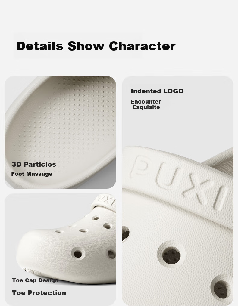 Puxi Beach Casual Hollow EVA Thick Sole Height Increasing Couple Sandals Women Men Cream White 35-36 9