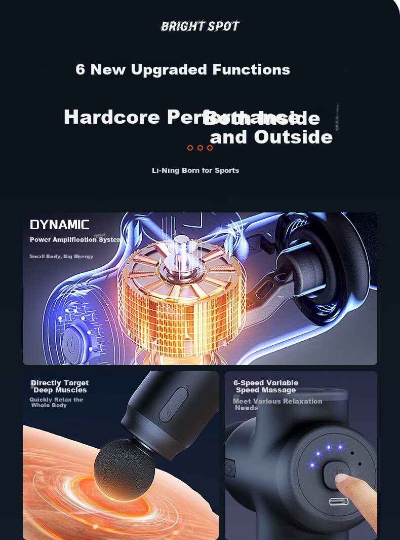 Li-Ning Mini Massage Gun Professional Muscle Massager for Home Fitness, Portable Sports Neck Massage Gu 3
