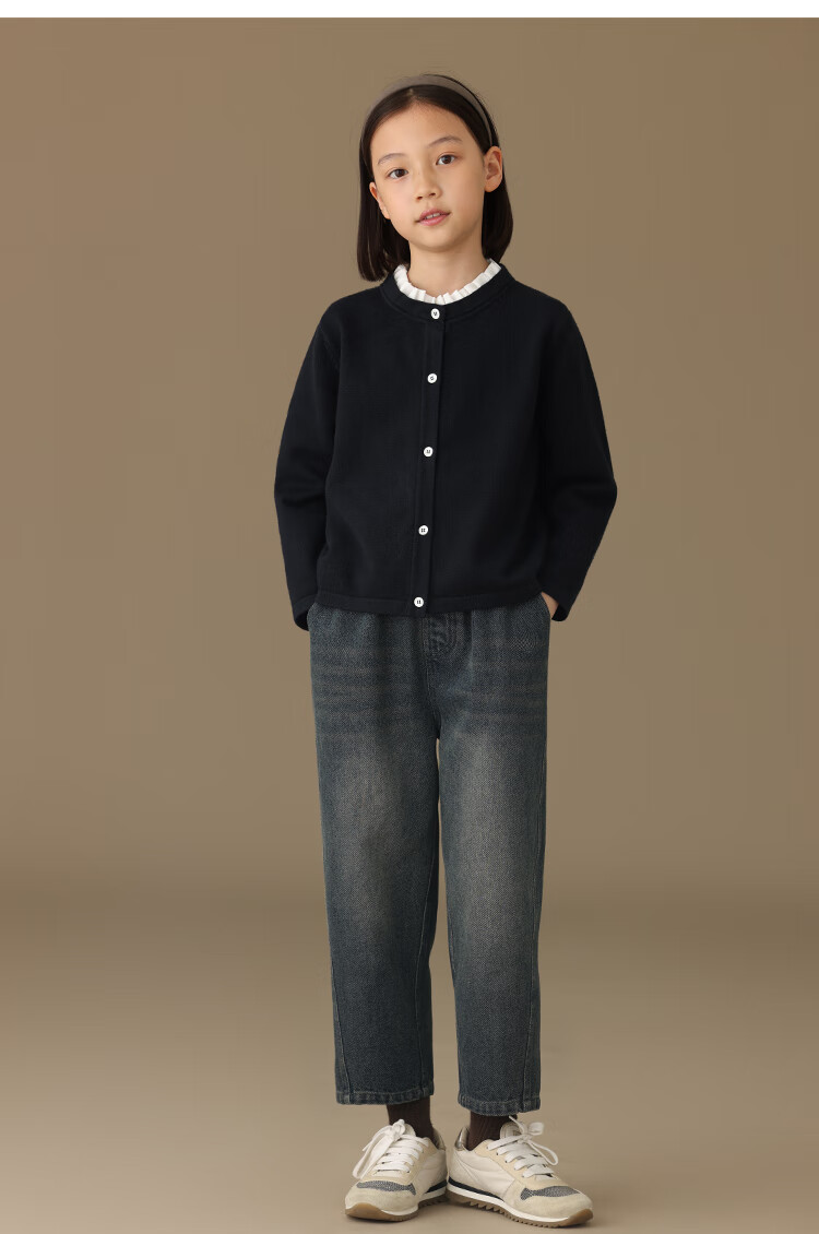 Hacikis Kids Autumn Winter Girls Coat Sweater Casual School Style Children's Knitted Cardigan Big Kids Dark Navy 110 6