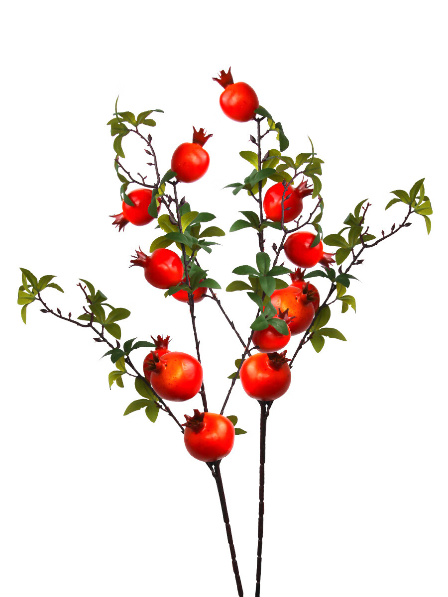 Qiju Yaji Persimmon Artificial Fruit Branches Chinese Festive Decoration Pointed Red 2 Stems 18 Fruits 20391 7