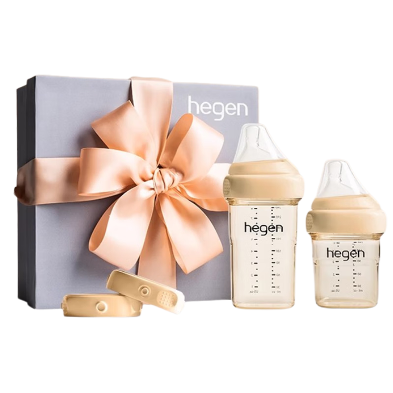 HEGEN Baby Bottle Set, Newborn PPSU 150ml+240ml with Storage Caps *2, Gold Gift Box, 0-6 Months