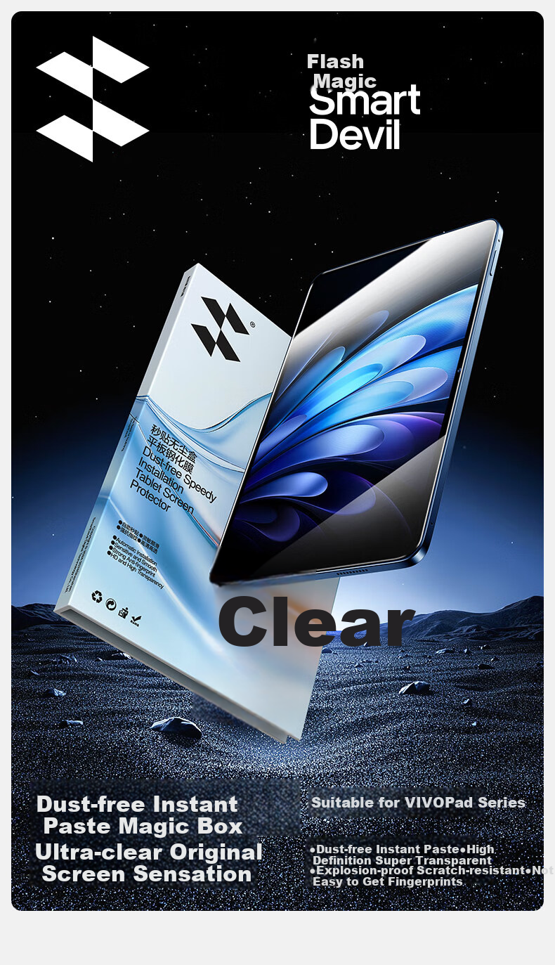 Shanmo Tempered Glass Screen Protector for VivoPad5 Pro/iQOO Pad5Pro/2Pro Tablet, 13-Inch 2025 Soft Light Version Full Coverage HD Clear Screen Protector with Dust-Free Installation Box 5