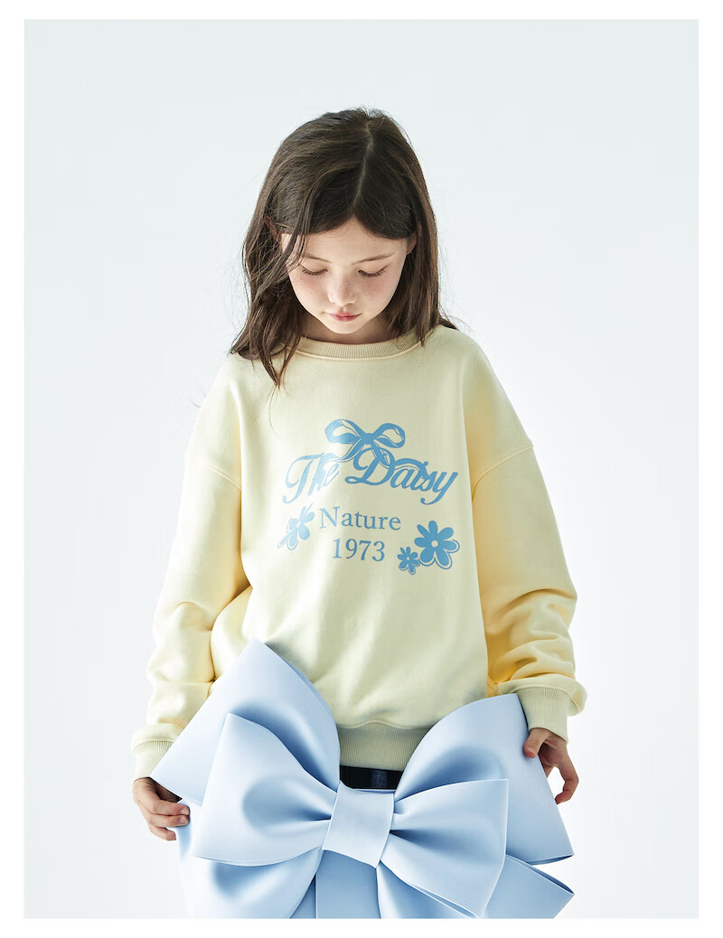 Kechu 2025 Autumn New Parent-Child Collection for Older Girls, Round Neck Sweatshirt with Loose Long Sleeves, Bow Tie Print Top 8