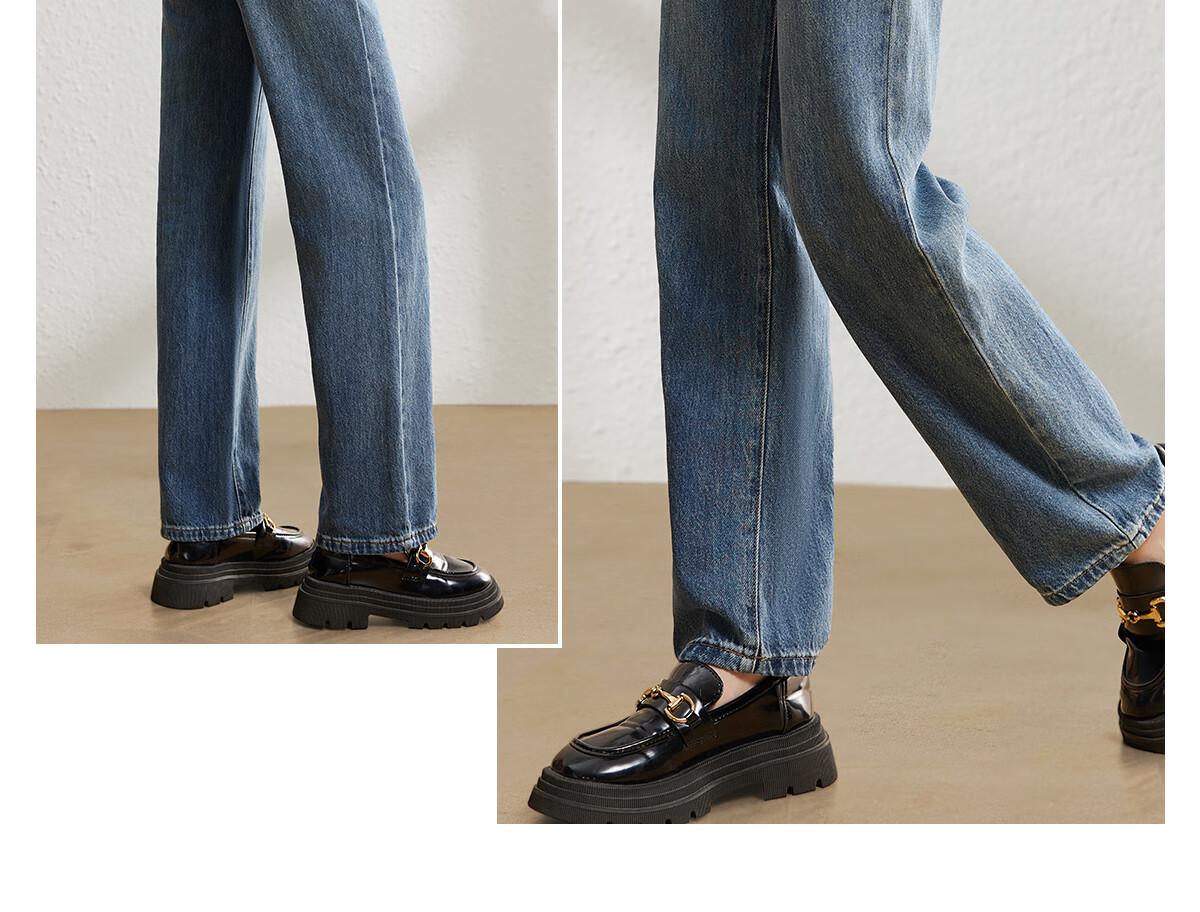 YUZHAOLIN Women's Straight-Leg Jeans Loose Casual Wide-Leg High-Waist Floor-Length Pants Y143N1010 10