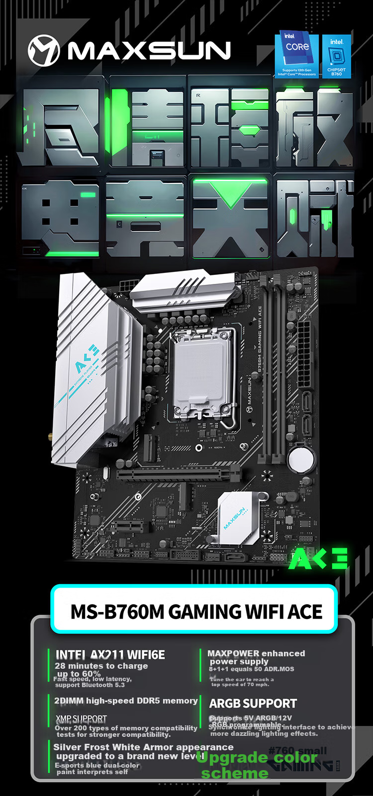 MAXSUN MS-Challenger B860M 2.5G DDR5 CPU 245K/265KF (Intel B860/LGA 1851) 1