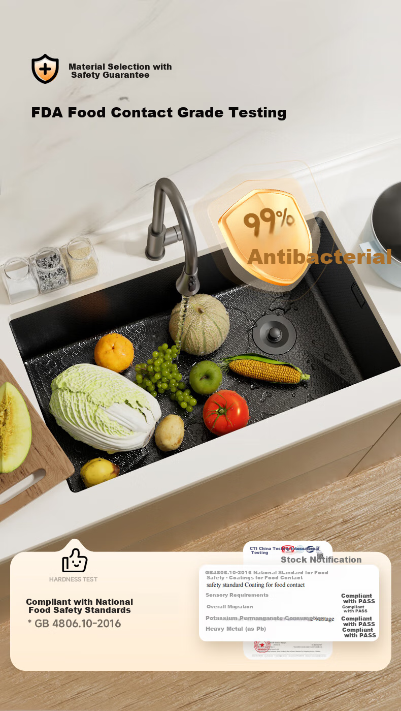 Yuhongfeiyu Large Single Sink, Kitchen Handmade 304 Stainless Steel Multifunctional Embossed Vegetable Washing Basin, Integrated Sink, Undermount Sink 19