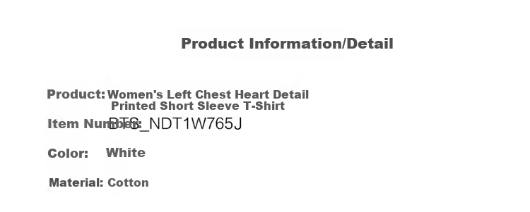 TonLion 2026 Summer Women's Left Chest Heart Detail Printed Short Sleeve T-Shirt Casual Versatile Fashionable High-End Comfortable 2