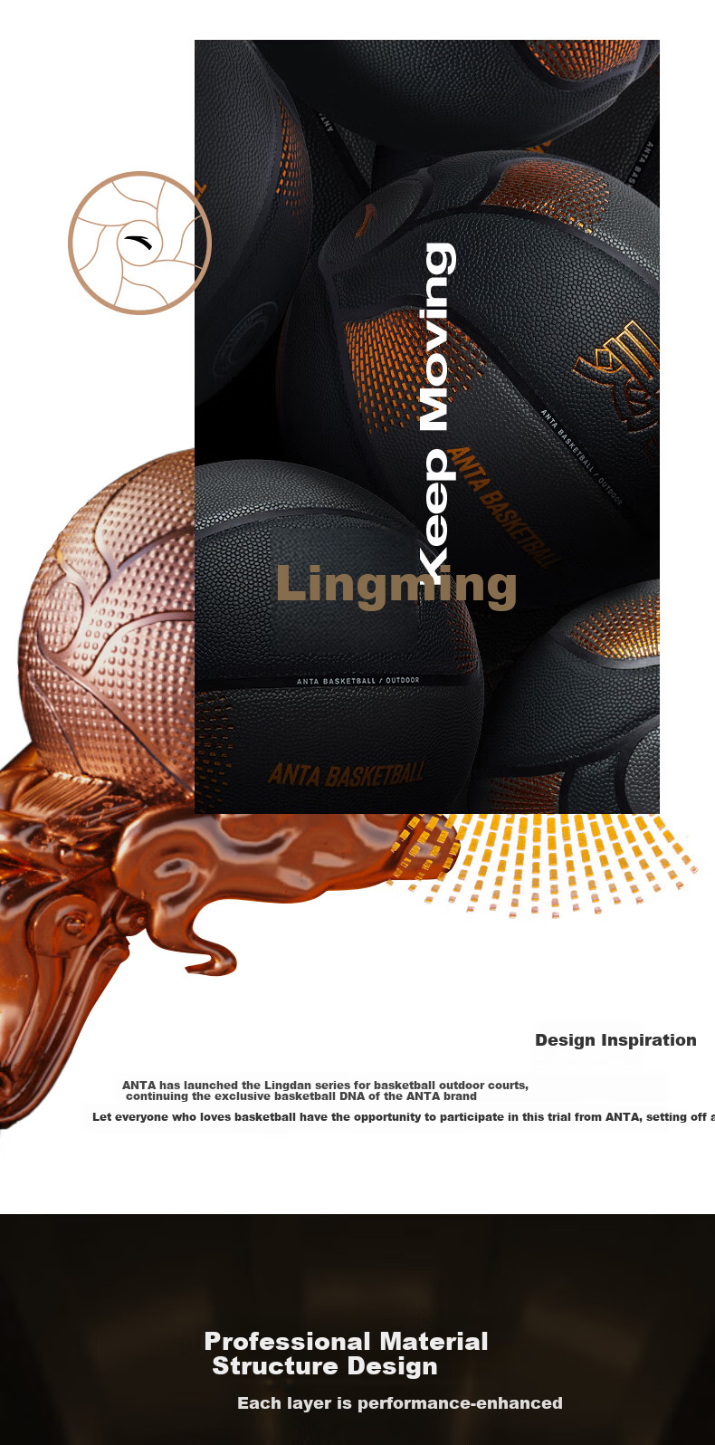 ANTA Lingdan No. 7 Adult Basketball, Indoor And Outdoor Use, Suitable for Cement Courts, Youth Student Training And Competition Ball 2