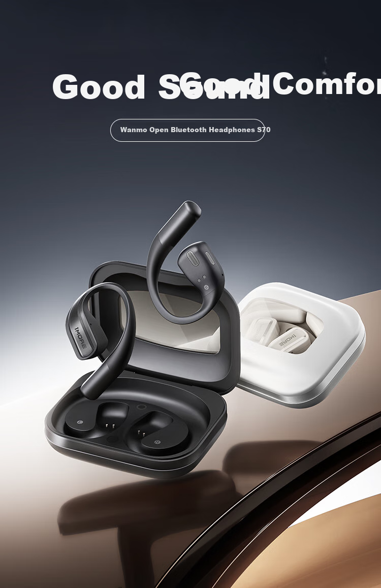 1MORE (1 MORE) [Jay Chou's Choice] S70 Open-Ear Bluetooth Headphones, Non-In Ear-Hook Style Sports Earphones, Long Battery Life for Running, Calls with Noise Reduction, Compatible with Huawei And Xiaomi, Black 2