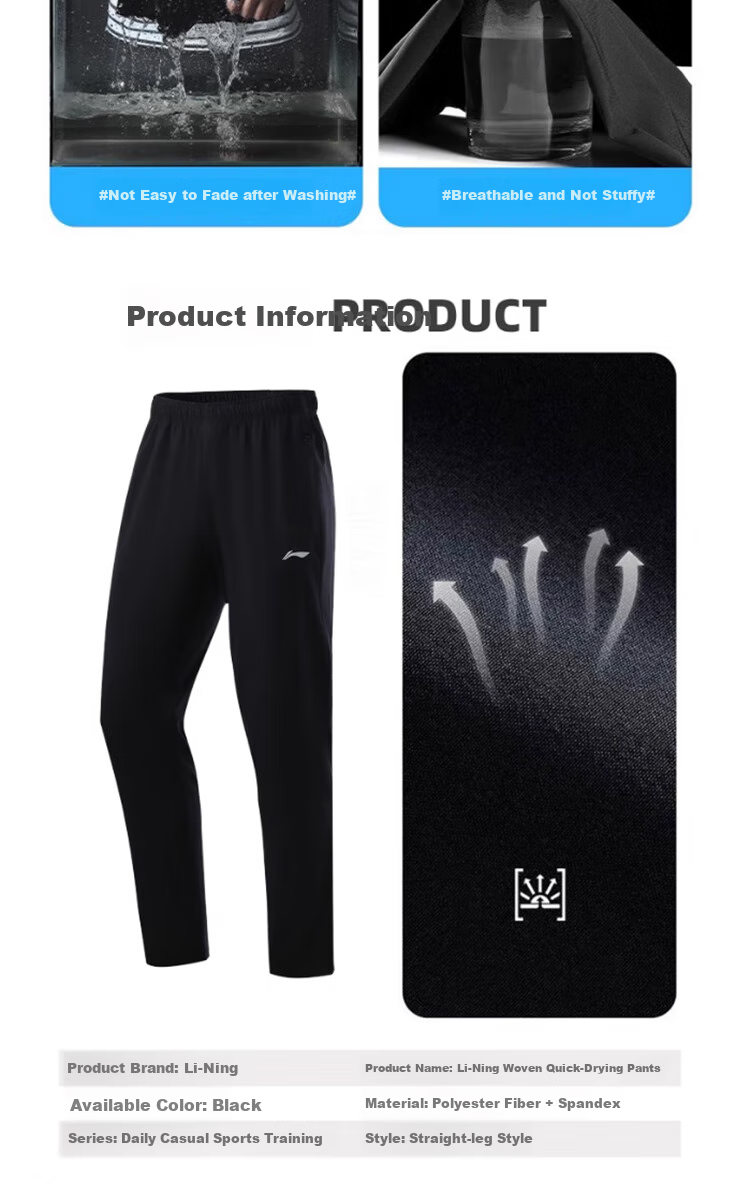 LI-NING Men's Ice Silk Sports Pants Spring Summer Cool Quick-Dry Breathable Sweatpants Jogging Casual Jogger Trousers 8