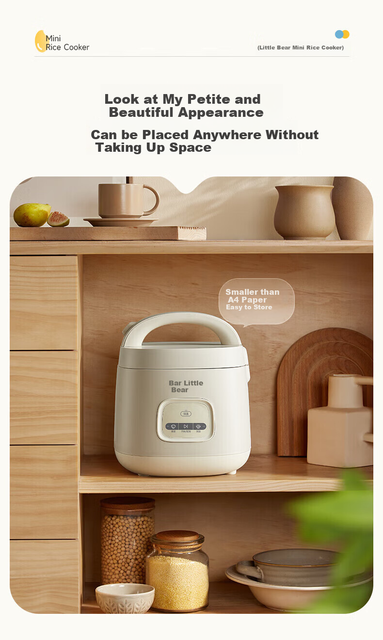 Bear Rice Cooker for 1-2 People, Mini Rice Cooker 1.6L, Home Small Multifunctional Smart Micro Pressure Cooking Pot, Porridge Cooker, Mini Soup Pot, Rice Cooker DFB-R16Q3 11