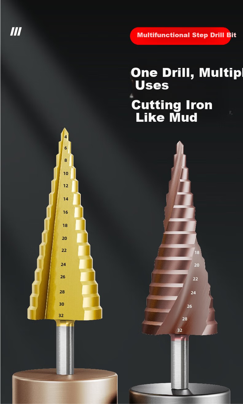HUHAO Pagoda Drill Bit, High Hardness, for Iron Plate And Stainless Steel Metal, Hole Opener, Drilling Cone-Shaped Step Drill Bit, Hole Opener And Hole Enlarger 1