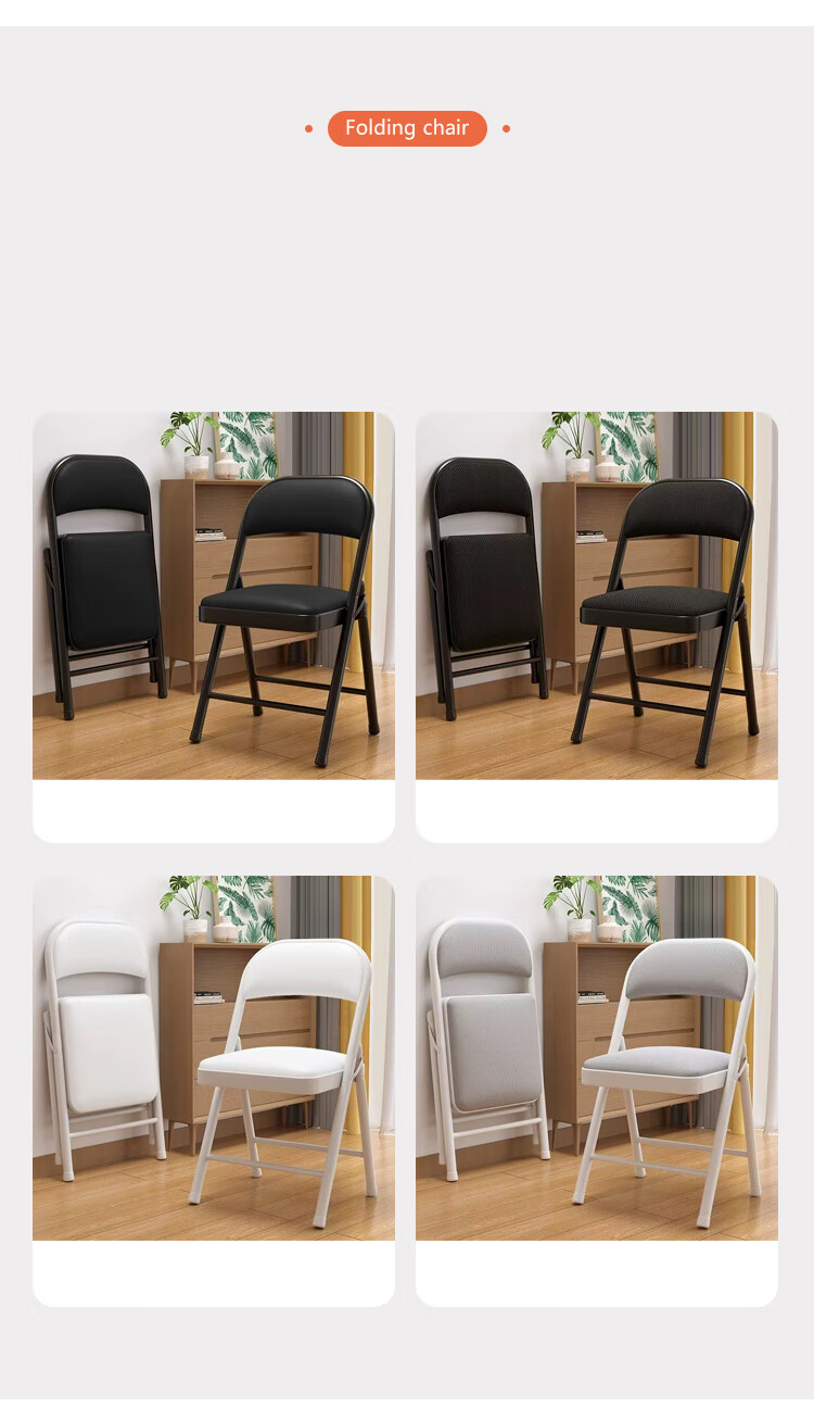 Annafu Simple Folding Chair Conference Chair Backrest Chair Computer Chair Office Chair Portable Dorm Chair ZY31 Black Frame Black Leather 14