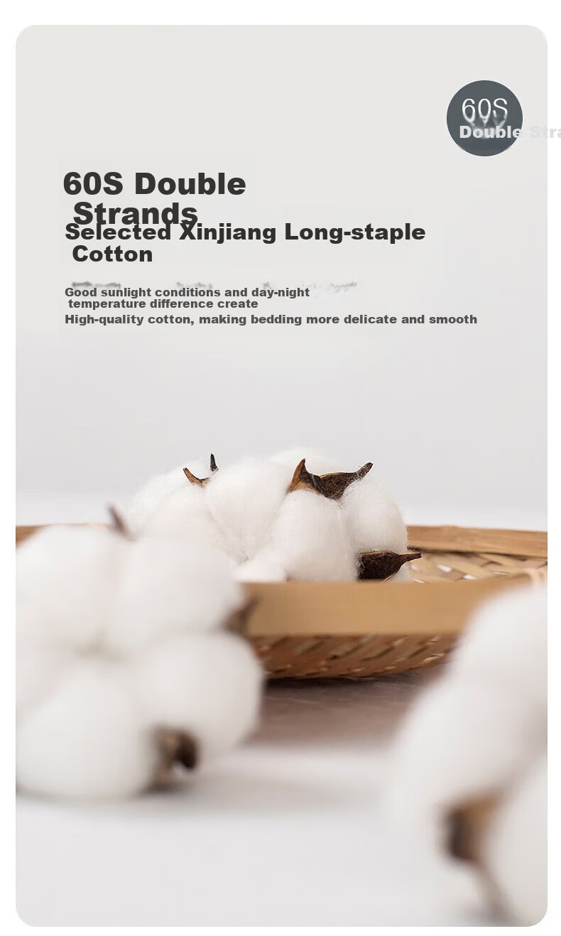 Huangchaojiasi 60s Four-Piece Set, Luxury Long-Staple Xinjiang Cotton, 100% Pure Cotton Duvet Cover And Bed Sheet, for 1.8/1.5 Meter Bed 5