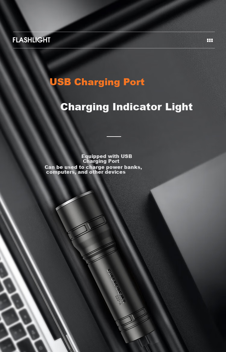 SupFire Flashlight, Fixed Focus, High Brightness, Long Battery Life, Long-Range Illumination, Compact, Portable, Household Rechargeable Lighting, Outdoor Emergency Light 6