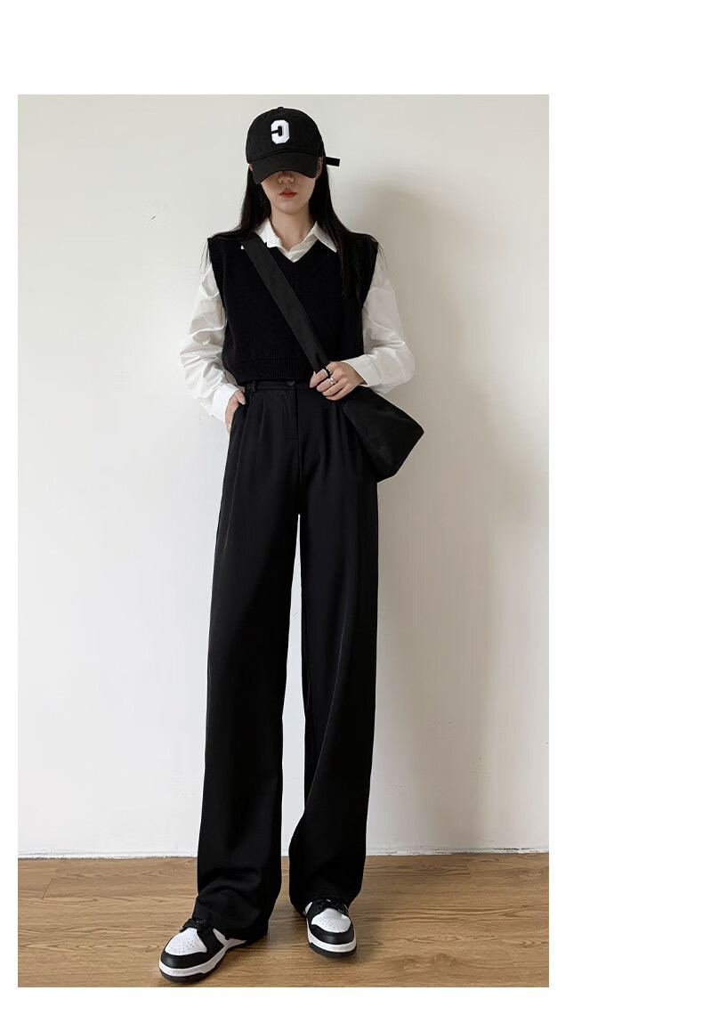 LangSha Women's Suit Pants Spring Autumn 2025 New Draped Casual Versatile Office Workwear Slim Straight Wide-Leg Trousers 11