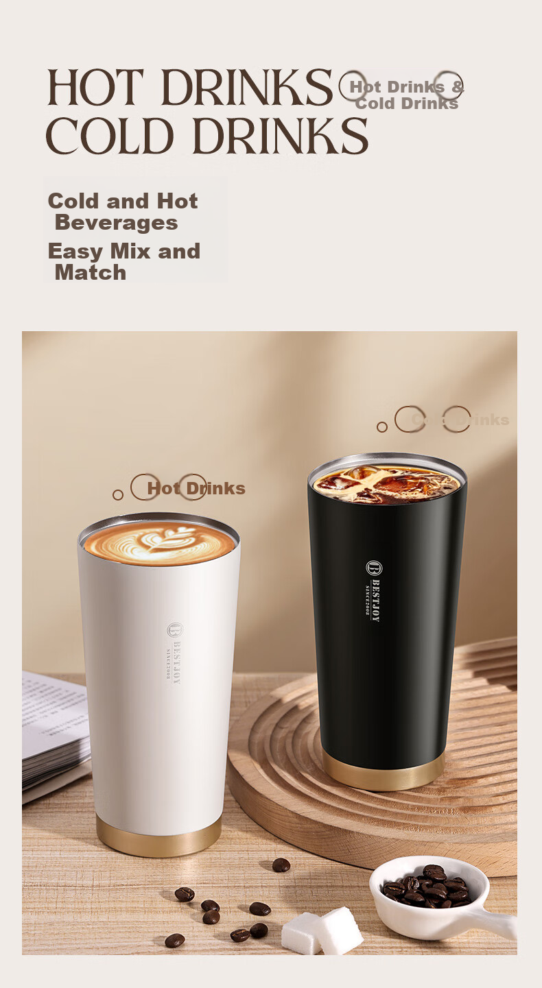 FUGURNG BESTJOY Insulated Mug Coffee Cup 316L Stainless Steel Portable Car Cup for Men And Women, Hope 520ml 8