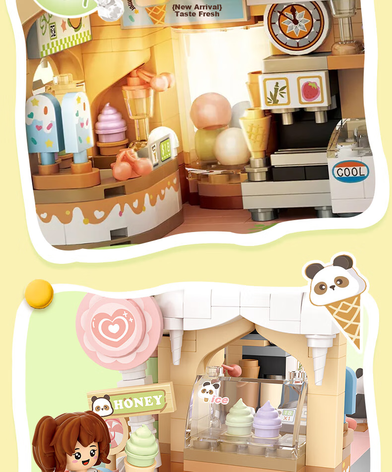 Loz Building Blocks, Panda Street View Store, Boys And Girls Children's Mid-Autumn Festival Gift, Gift 1380 Ice Cream House 4