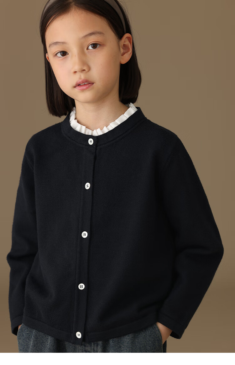 Hacikis Kids Autumn Winter Girls Coat Sweater Casual School Style Children's Knitted Cardigan Big Kids Dark Navy 110 1