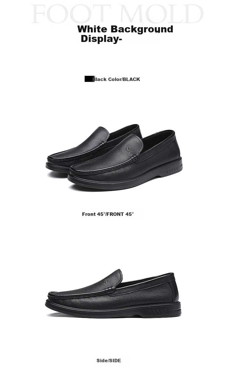 Hongqingting Leather Men's Slip-On Shoes, Business Casual Shoes for Men, Brand Loafers, WLA240081, Black, Size 41 6