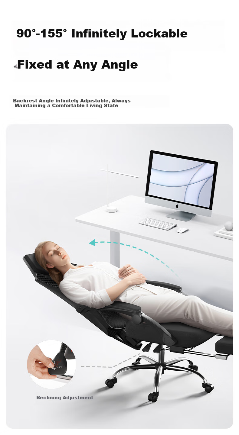 Hbada P4 Pro Ergonomic Office Chair, Reclining Nap Chair, Glossy Black (With Footrest And Reclining Function) 3