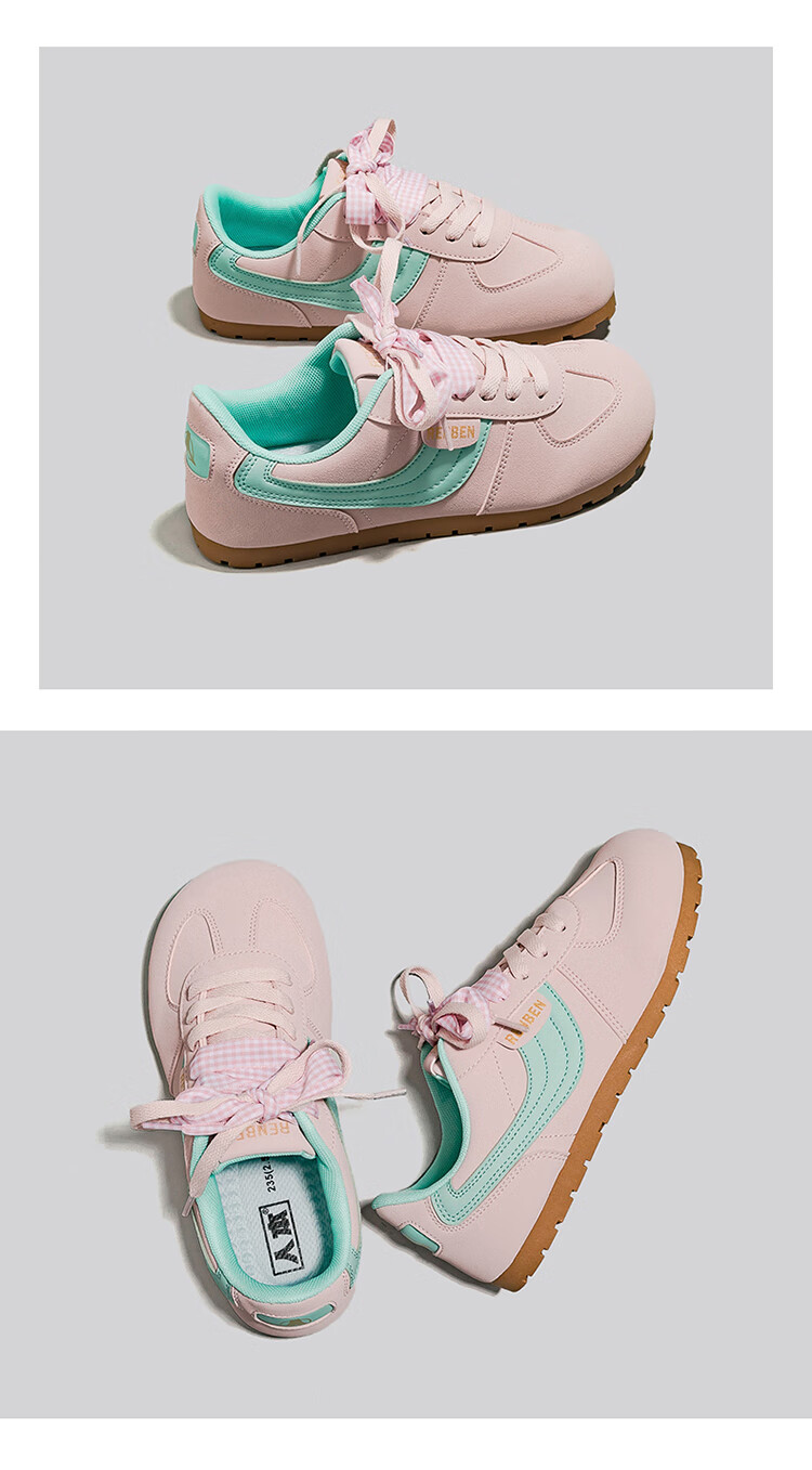 RENBEN 2026 Spring New Original INS Style German Training Shoes Dopamine Color Sweet German Training Shoes Fashion Ultra-Soft Sneakers 9