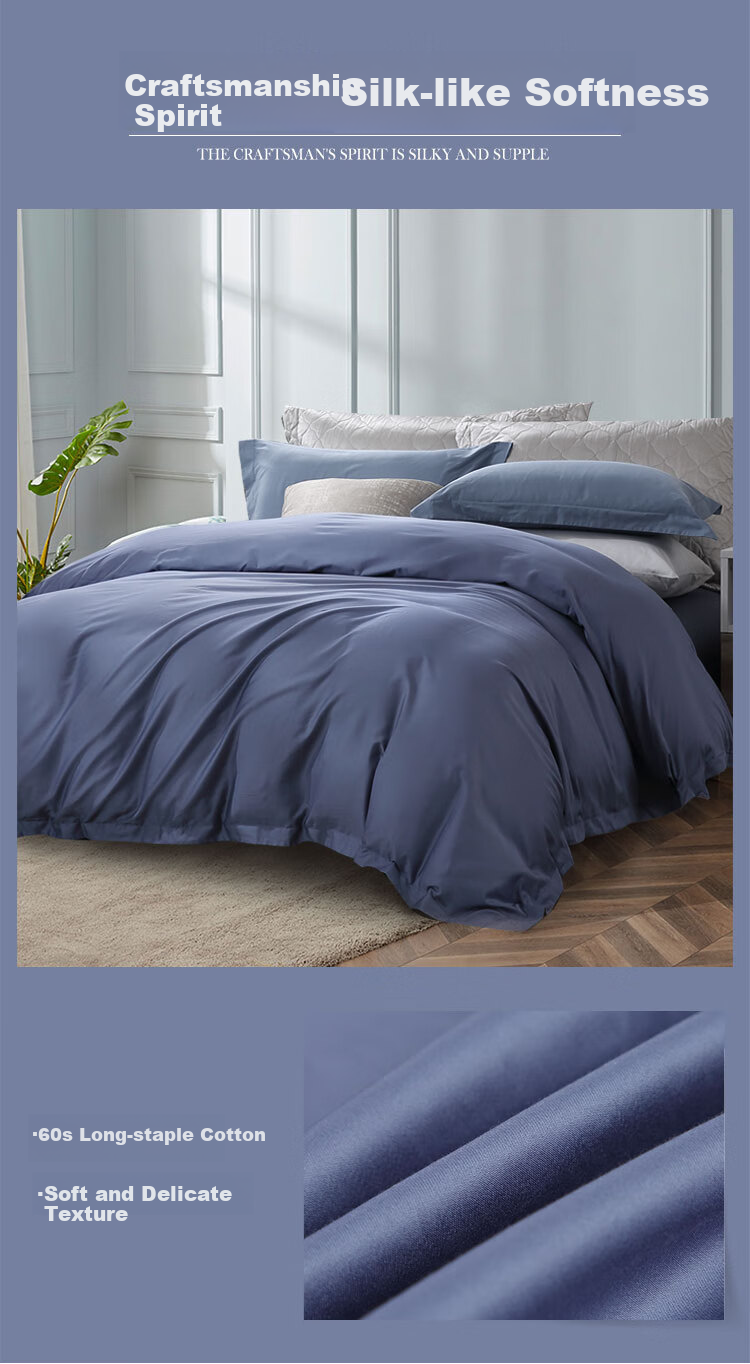 FUANNA Duvet Cover, Single Piece, Pure Cotton, 60-Count Long-Staple Cotton, Satin Duvet Cover, 100% Cotton, Double Bed Quilt Cover, 1.5-Meter Bed 4