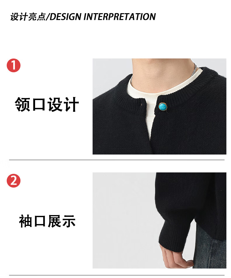 MMOPTOP Japanese Style Premium Warm Knit Sweater Autumn Winter Men's Knit Cardigan Jacket MMY01 Black 2XL 3