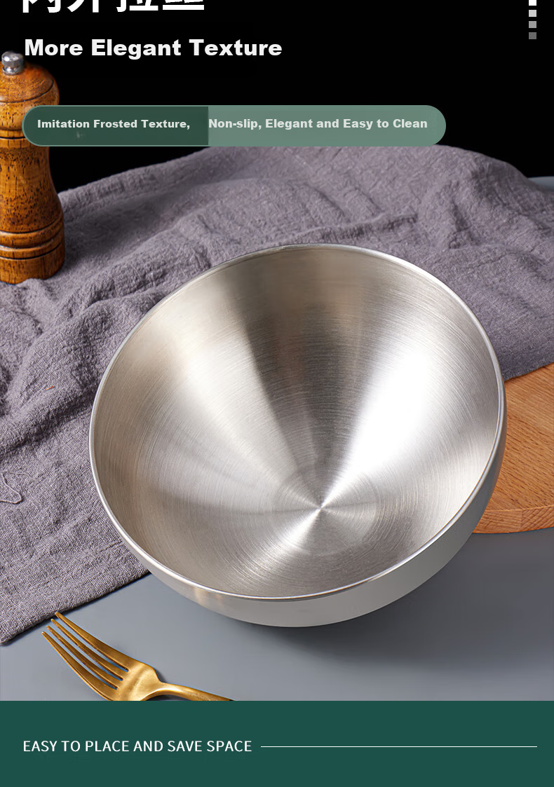 Baijie Korean Cold Noodle Bowl, Rice Mixing Bowl, 20cm Stainless Steel Large Bowl, Soup Bowl, Korean Cuisine Tableware, Ramen Bowl, Silver Color 5