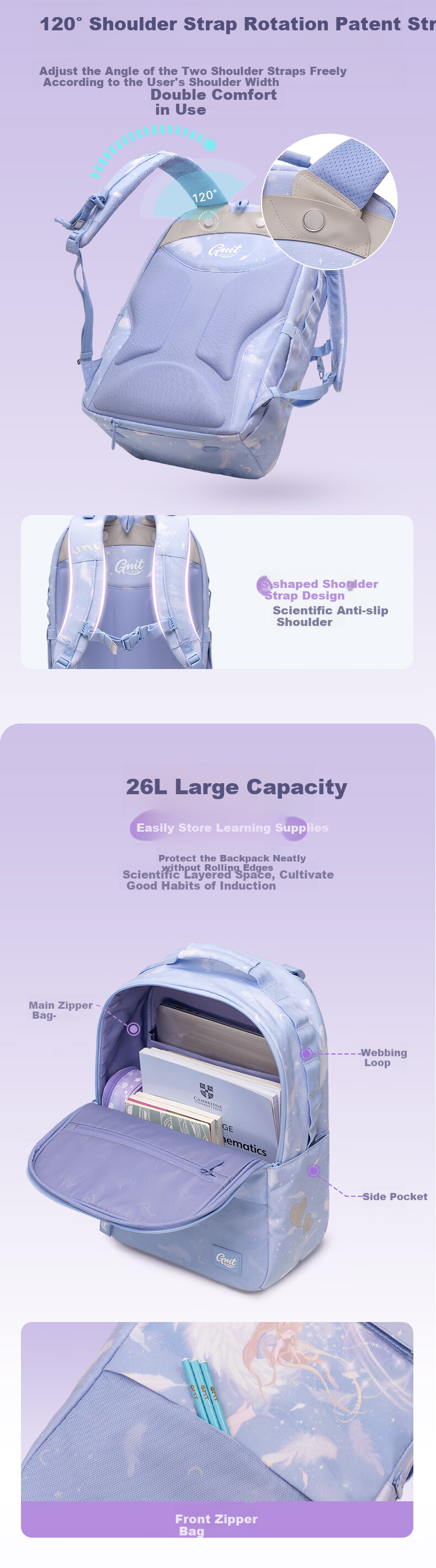 Gmt for Kids Elementary And Middle School Students Backpack Children's Spine-Protecting Double Shoulder Bag Large Capacity Backpack for Grades 4-6 Boys And Girls Steel Armor Warrior 6