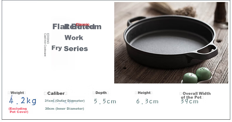 Dianjiang Cast Iron Skillet, 30cm Thick, Uncoated Iron Griddle Pan, Suitable for Pancakes, Eggs, Dumplings, And Steak 3