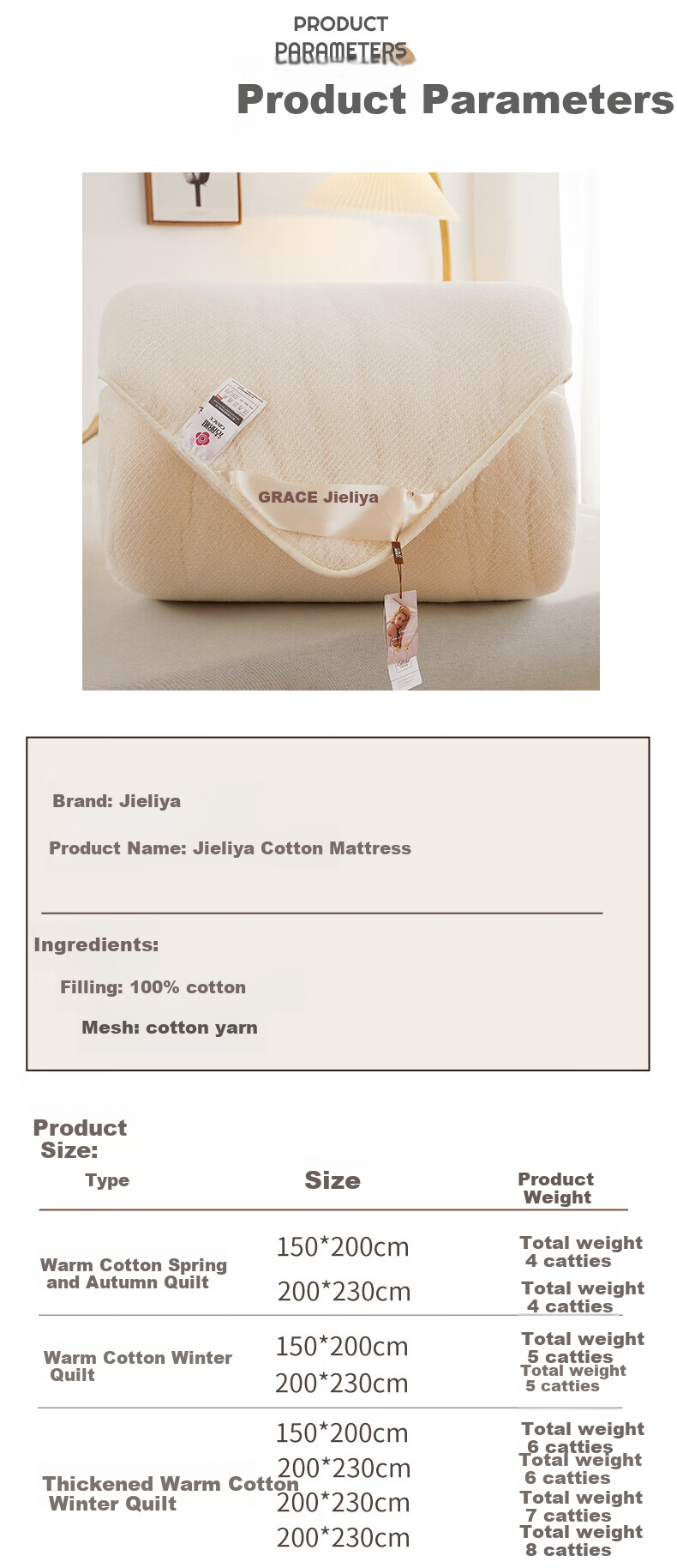 Grace Xinjiang Long-Staple Cotton 100% Cotton Quilt Filling Spring And Autumn Comforter 4 Jin (2 Kg) 150*200cm 8