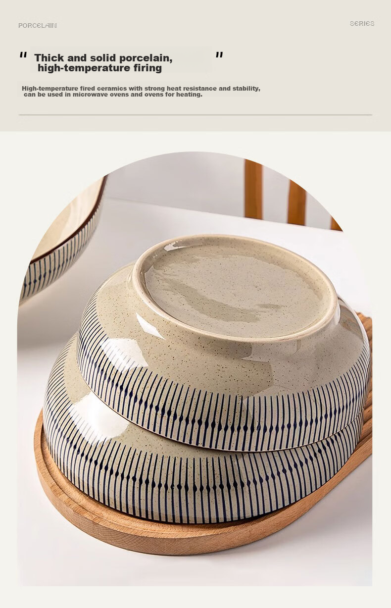 JIWUSENLIN Ceramic Bowl Large Serving Bowl for Sauerkraut Fish, Boiled Fish, And Home-Style Blood Stew, Restaurant-Style Bowl, 12 Inches 5