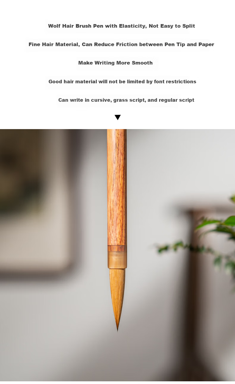 Zhang Xiaofeng Calligraphy Set with High-Quality Mixed Hair And Wolf Hair Brushes, Soft Brush for Running Script, Huanghuali Wood Creative Vintage Gift Brush Box 5