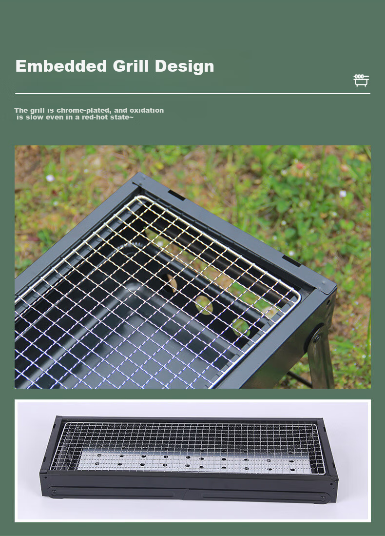Lingdongli & Muhuo Mini Portable Charcoal Grill, Foldable Barbecue Rack for Home Use, Compact Charcoal Grilling Stove 6