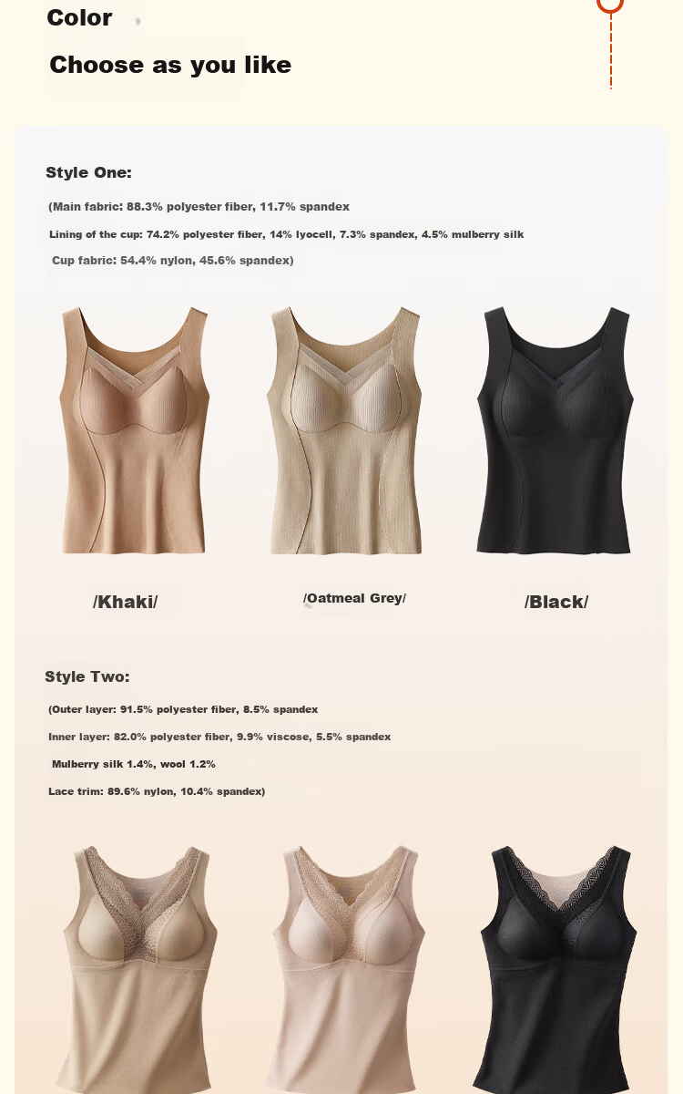 MiiOW Women's Thermal Underwear, Ladies' Wool And Silk Thermal Wear, Double-Sided Fleece, No Bra Needed, Warm Vest for Women, Suitable for Outdoor Wear 21