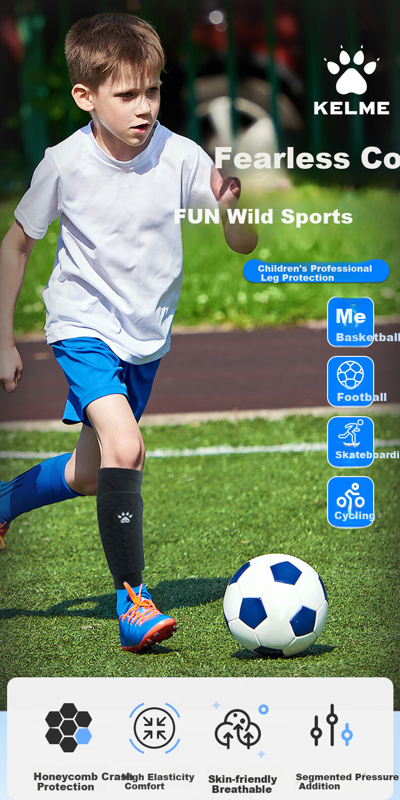 KELME Dedicated Anti-Collision Shin Guard Sports Protective Gear for Children's Leg Guards Skateboarding Soccer Shin Protection Equipment for Boys And Girls 1